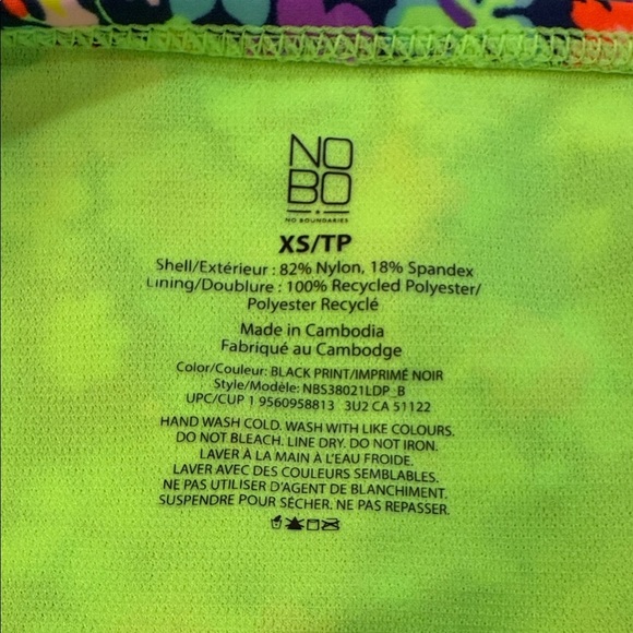 No Boundaries 2 Piece Bikini, Yellow top, High Cut Floral Neon Accents Bottoms - Picture 8 of 9